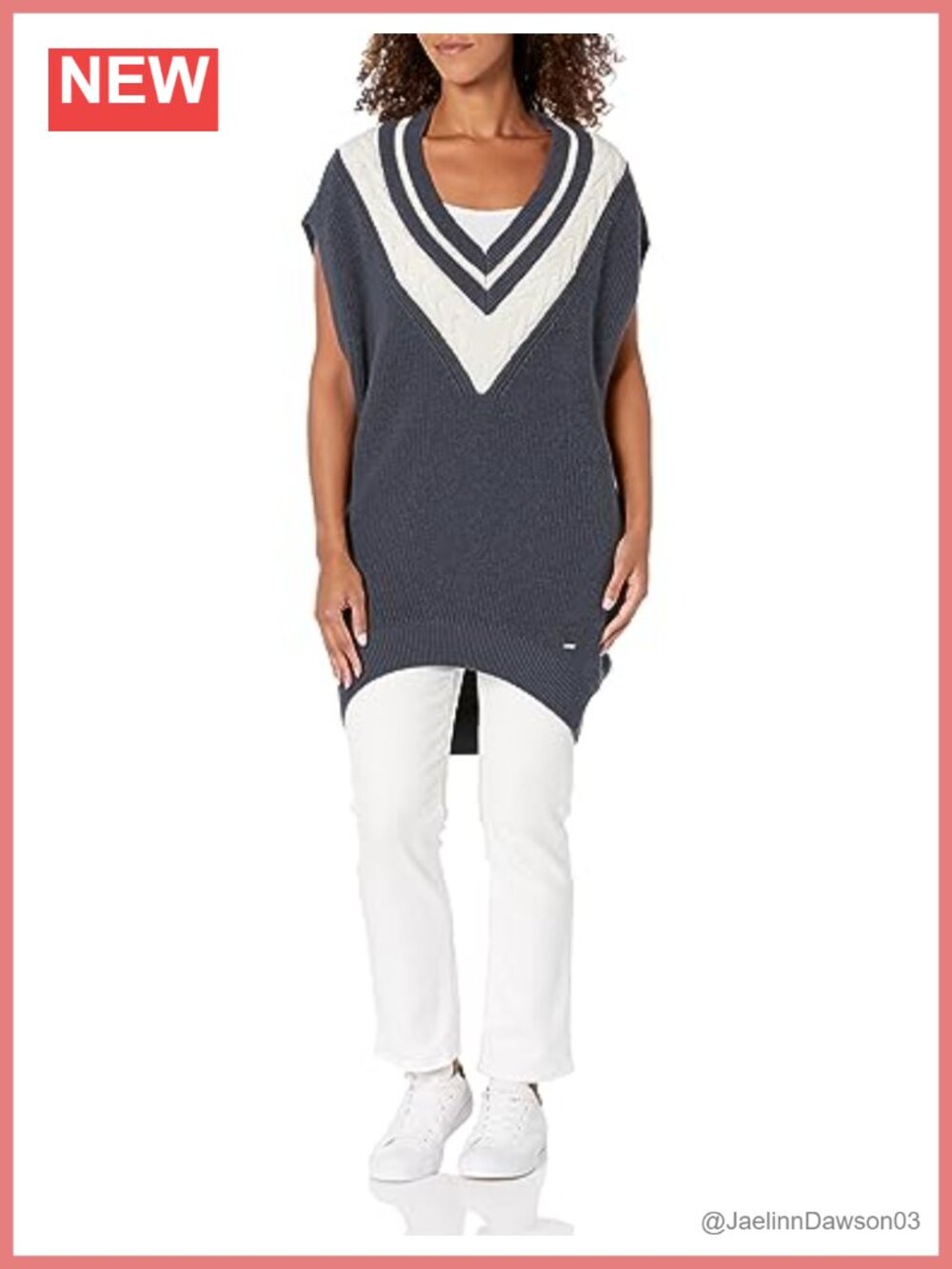 Wool Blend Deep V Oversized Sweater Vest Loose Fit Sleeveless